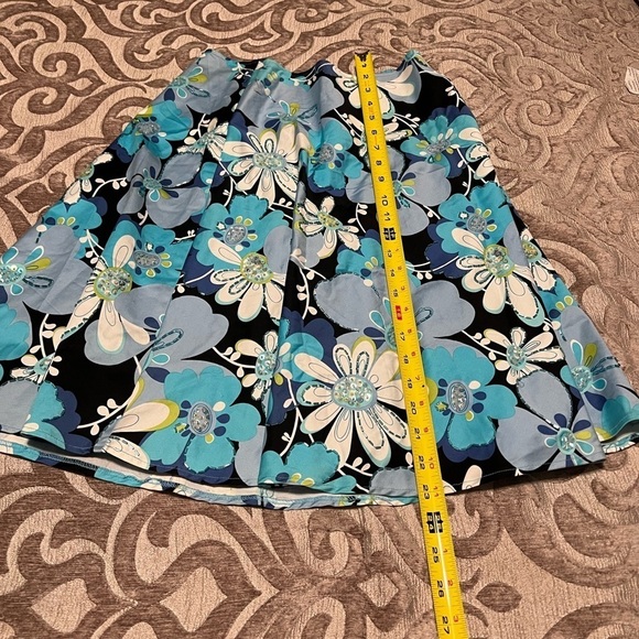 Citrine Blue and Black Midi A-Line Skirt - Size 2 - Picture 8 of 11